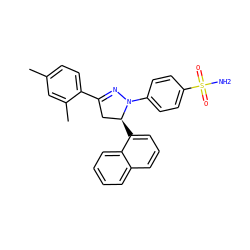 Cc1ccc(C2=NN(c3ccc(S(N)(=O)=O)cc3)[C@@H](c3cccc4ccccc34)C2)c(C)c1 ZINC000473135191