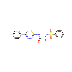 Cc1ccc(C2=NN=C(NC(=O)[C@@H](C)NS(=O)(=O)c3ccccc3)SC2)cc1 ZINC000013864147