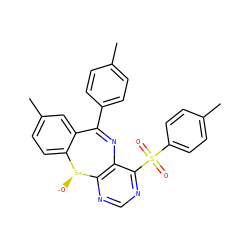 Cc1ccc(C2=Nc3c(ncnc3S(=O)(=O)c3ccc(C)cc3)[S@@+]([O-])c3ccc(C)cc32)cc1 ZINC000034894704