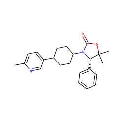 Cc1ccc(C2CCC(N3C(=O)OC(C)(C)[C@@H]3c3ccccc3)CC2)cn1 ZINC000218053247