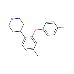 Cc1ccc(C2CCNCC2)c(Oc2ccc(F)cc2)c1 ZINC000045283555