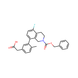 Cc1ccc(CC(=O)O)cc1-c1ccc(F)c2c1CN(C(=O)OCc1ccccc1)CC2 ZINC000144166784