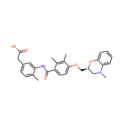 Cc1ccc(CC(=O)O)cc1NC(=O)c1ccc(OC[C@@H]2CN(C)c3ccccc3O2)c(C)c1C ZINC000059648402