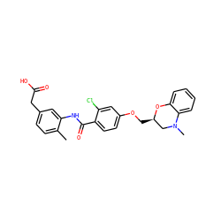 Cc1ccc(CC(=O)O)cc1NC(=O)c1ccc(OC[C@@H]2CN(C)c3ccccc3O2)cc1Cl ZINC000072113192