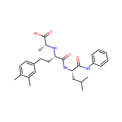 Cc1ccc(CC[C@H](N[C@H](C)C(=O)O)C(=O)N[C@@H](CC(C)C)C(=O)Nc2ccccc2)cc1C ZINC000026492254