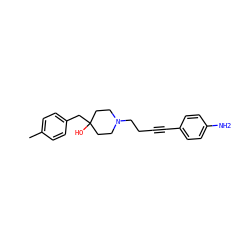 Cc1ccc(CC2(O)CCN(CCC#Cc3ccc(N)cc3)CC2)cc1 ZINC000013798592