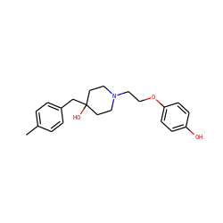Cc1ccc(CC2(O)CCN(CCOc3ccc(O)cc3)CC2)cc1 ZINC000000007382