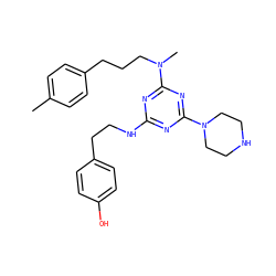 Cc1ccc(CCCN(C)c2nc(NCCc3ccc(O)cc3)nc(N3CCNCC3)n2)cc1 ZINC000013492571