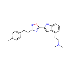 Cc1ccc(CCc2noc(-c3cc4c(CCN(C)C)cccc4[nH]3)n2)cc1 ZINC000036311412