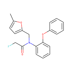 Cc1ccc(CN(C(=O)CF)c2ccccc2Oc2ccccc2)o1 ZINC000084709520