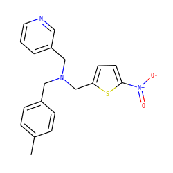 Cc1ccc(CN(Cc2cccnc2)Cc2ccc([N+](=O)[O-])s2)cc1 ZINC000096270199