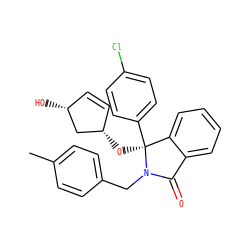 Cc1ccc(CN2C(=O)c3ccccc3[C@]2(O[C@H]2C=C[C@@H](O)C2)c2ccc(Cl)cc2)cc1 ZINC000066102840