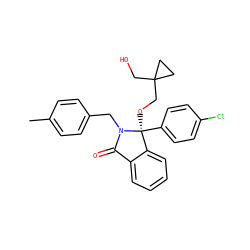 Cc1ccc(CN2C(=O)c3ccccc3[C@]2(OCC2(CO)CC2)c2ccc(Cl)cc2)cc1 ZINC000066122835