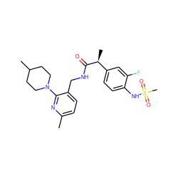 Cc1ccc(CNC(=O)[C@@H](C)c2ccc(NS(C)(=O)=O)c(F)c2)c(N2CCC(C)CC2)n1 ZINC000060328842