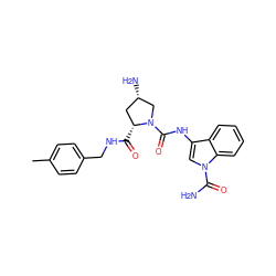 Cc1ccc(CNC(=O)[C@@H]2C[C@H](N)CN2C(=O)Nc2cn(C(N)=O)c3ccccc23)cc1 ZINC000143839129