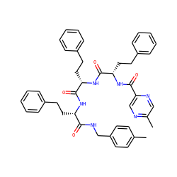Cc1ccc(CNC(=O)[C@H](CCc2ccccc2)NC(=O)[C@H](CCc2ccccc2)NC(=O)[C@H](CCc2ccccc2)NC(=O)c2cnc(C)cn2)cc1 ZINC000072147737
