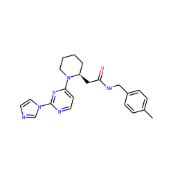 Cc1ccc(CNC(=O)C[C@@H]2CCCCN2c2ccnc(-n3ccnc3)n2)cc1 ZINC000035271583