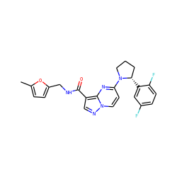 Cc1ccc(CNC(=O)c2cnn3ccc(N4CCC[C@@H]4c4cc(F)ccc4F)nc23)o1 ZINC000169704119