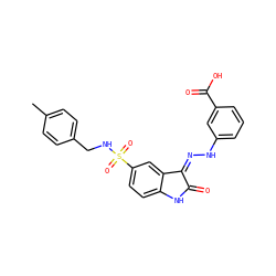Cc1ccc(CNS(=O)(=O)c2ccc3c(c2)/C(=N/Nc2cccc(C(=O)O)c2)C(=O)N3)cc1 ZINC000040425173