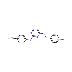 Cc1ccc(CNc2ccnc(Nc3ccc(C#N)cc3)n2)cc1 ZINC000244200005