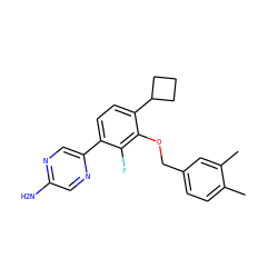 Cc1ccc(COc2c(C3CCC3)ccc(-c3cnc(N)cn3)c2F)cc1C ZINC000212116558