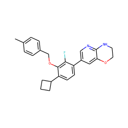 Cc1ccc(COc2c(C3CCC3)ccc(-c3cnc4c(c3)OCCN4)c2F)cc1 ZINC000218399830
