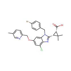 Cc1ccc(COc2cc(Cl)c3nc([C@@H]4[C@H](C(=O)O)C4(C)C)n(Cc4ccc(Br)cc4)c3c2)nc1 ZINC000226041761