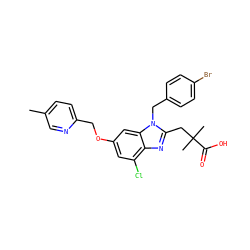 Cc1ccc(COc2cc(Cl)c3nc(CC(C)(C)C(=O)O)n(Cc4ccc(Br)cc4)c3c2)nc1 ZINC000218296171