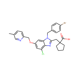 Cc1ccc(COc2cc(Cl)c3nc(CC4(C(=O)O)CCCC4)n(Cc4ccc(Br)cc4)c3c2)nc1 ZINC000218310968