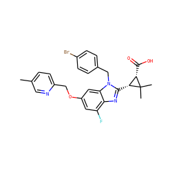 Cc1ccc(COc2cc(F)c3nc([C@@H]4[C@H](C(=O)O)C4(C)C)n(Cc4ccc(Br)cc4)c3c2)nc1 ZINC000221568581