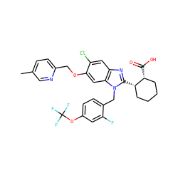 Cc1ccc(COc2cc3c(cc2Cl)nc([C@H]2CCCC[C@H]2C(=O)O)n3Cc2ccc(OC(F)(F)F)cc2F)nc1 ZINC000226050091