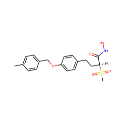Cc1ccc(COc2ccc(CC[C@@](C)(C(=O)NO)S(C)(=O)=O)cc2)cc1 ZINC000169686492