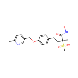 Cc1ccc(COc2ccc(CC[C@@](C)(C(=O)NO)S(C)(=O)=O)cc2)cn1 ZINC000169686506