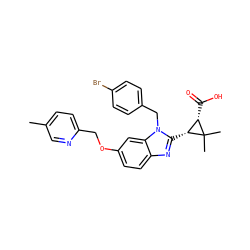 Cc1ccc(COc2ccc3nc([C@@H]4[C@H](C(=O)O)C4(C)C)n(Cc4ccc(Br)cc4)c3c2)nc1 ZINC000218059990