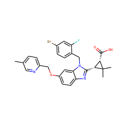 Cc1ccc(COc2ccc3nc([C@@H]4[C@H](C(=O)O)C4(C)C)n(Cc4ccc(Br)cc4F)c3c2)nc1 ZINC000218151767