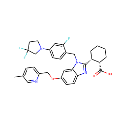 Cc1ccc(COc2ccc3nc([C@@H]4CCCC[C@@H]4C(=O)O)n(Cc4ccc(N5CCC(F)(F)C5)cc4F)c3c2)nc1 ZINC000226012568