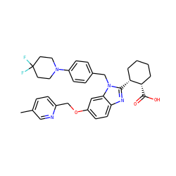 Cc1ccc(COc2ccc3nc([C@@H]4CCCC[C@@H]4C(=O)O)n(Cc4ccc(N5CCC(F)(F)CC5)cc4)c3c2)nc1 ZINC000226015287