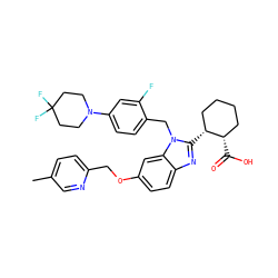 Cc1ccc(COc2ccc3nc([C@@H]4CCCC[C@@H]4C(=O)O)n(Cc4ccc(N5CCC(F)(F)CC5)cc4F)c3c2)nc1 ZINC000226029606