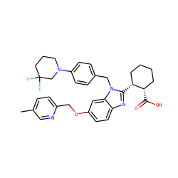 Cc1ccc(COc2ccc3nc([C@@H]4CCCC[C@@H]4C(=O)O)n(Cc4ccc(N5CCCC(F)(F)C5)cc4)c3c2)nc1 ZINC000226027860