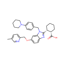 Cc1ccc(COc2ccc3nc([C@@H]4CCCC[C@@H]4C(=O)O)n(Cc4ccc(N5CCCCC5)cc4)c3c2)nc1 ZINC000226017362