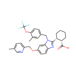 Cc1ccc(COc2ccc3nc([C@@H]4CCCC[C@@H]4C(=O)O)n(Cc4ccc(OC(F)(F)F)c(C)c4)c3c2)nc1 ZINC000226041803