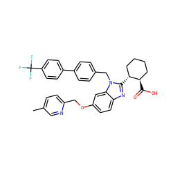 Cc1ccc(COc2ccc3nc([C@@H]4CCCC[C@H]4C(=O)O)n(Cc4ccc(-c5ccc(C(F)(F)F)cc5)cc4)c3c2)nc1 ZINC000218220246