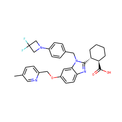 Cc1ccc(COc2ccc3nc([C@@H]4CCCC[C@H]4C(=O)O)n(Cc4ccc(N5CC(F)(F)C5)cc4)c3c2)nc1 ZINC000221570050