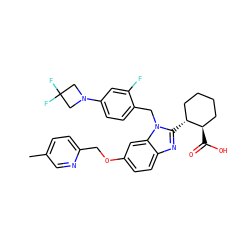 Cc1ccc(COc2ccc3nc([C@@H]4CCCC[C@H]4C(=O)O)n(Cc4ccc(N5CC(F)(F)C5)cc4F)c3c2)nc1 ZINC000221570485
