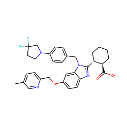 Cc1ccc(COc2ccc3nc([C@@H]4CCCC[C@H]4C(=O)O)n(Cc4ccc(N5CCC(F)(F)C5)cc4)c3c2)nc1 ZINC000221569484
