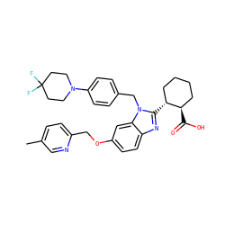 Cc1ccc(COc2ccc3nc([C@@H]4CCCC[C@H]4C(=O)O)n(Cc4ccc(N5CCC(F)(F)CC5)cc4)c3c2)nc1 ZINC000221569771