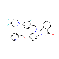 Cc1ccc(COc2ccc3nc([C@@H]4CCCC[C@H]4C(=O)O)n(Cc4ccc(N5CCC(F)(F)CC5)cc4F)c3c2)nc1 ZINC000221570186