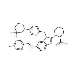 Cc1ccc(COc2ccc3nc([C@@H]4CCCC[C@H]4C(=O)O)n(Cc4ccc(N5CCCC(F)(F)C5)cc4)c3c2)nc1 ZINC000221569628