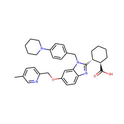 Cc1ccc(COc2ccc3nc([C@@H]4CCCC[C@H]4C(=O)O)n(Cc4ccc(N5CCCCC5)cc4)c3c2)nc1 ZINC000221569911