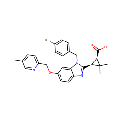Cc1ccc(COc2ccc3nc([C@H]4[C@@H](C(=O)O)C4(C)C)n(Cc4ccc(Br)cc4)c3c2)nc1 ZINC000218060298